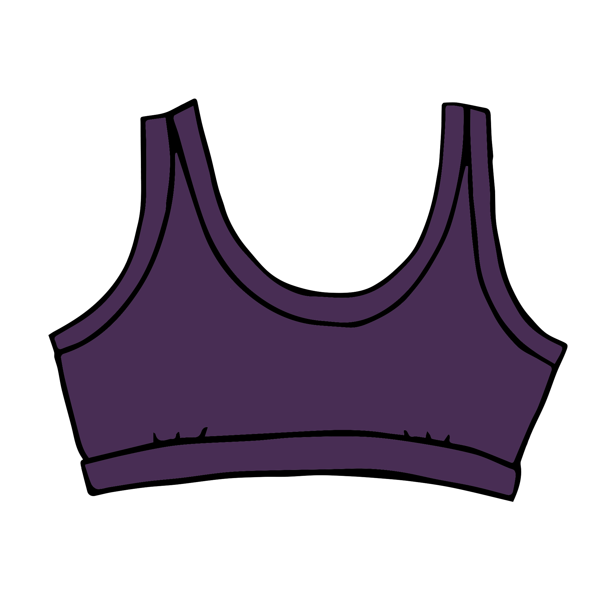 Drawing of Thunderpants Bralette in Amethyst color.