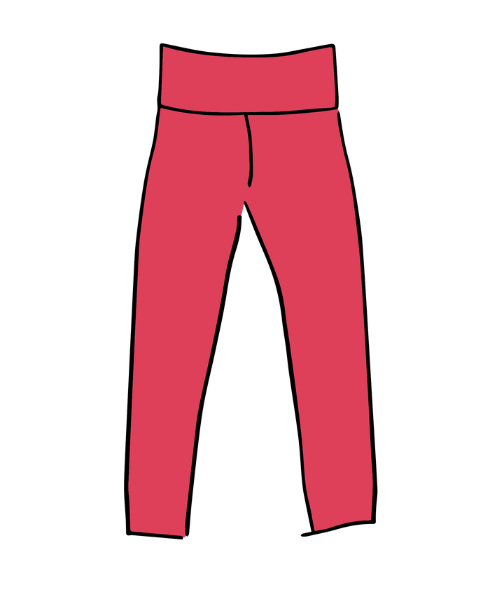 Drawing of Thunderpants Ankle Length Leggings in Pomegranate Punch.