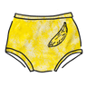 Drawing of Thunderpants Original style underwear in Banana Pitch - yellow with one black banana print.