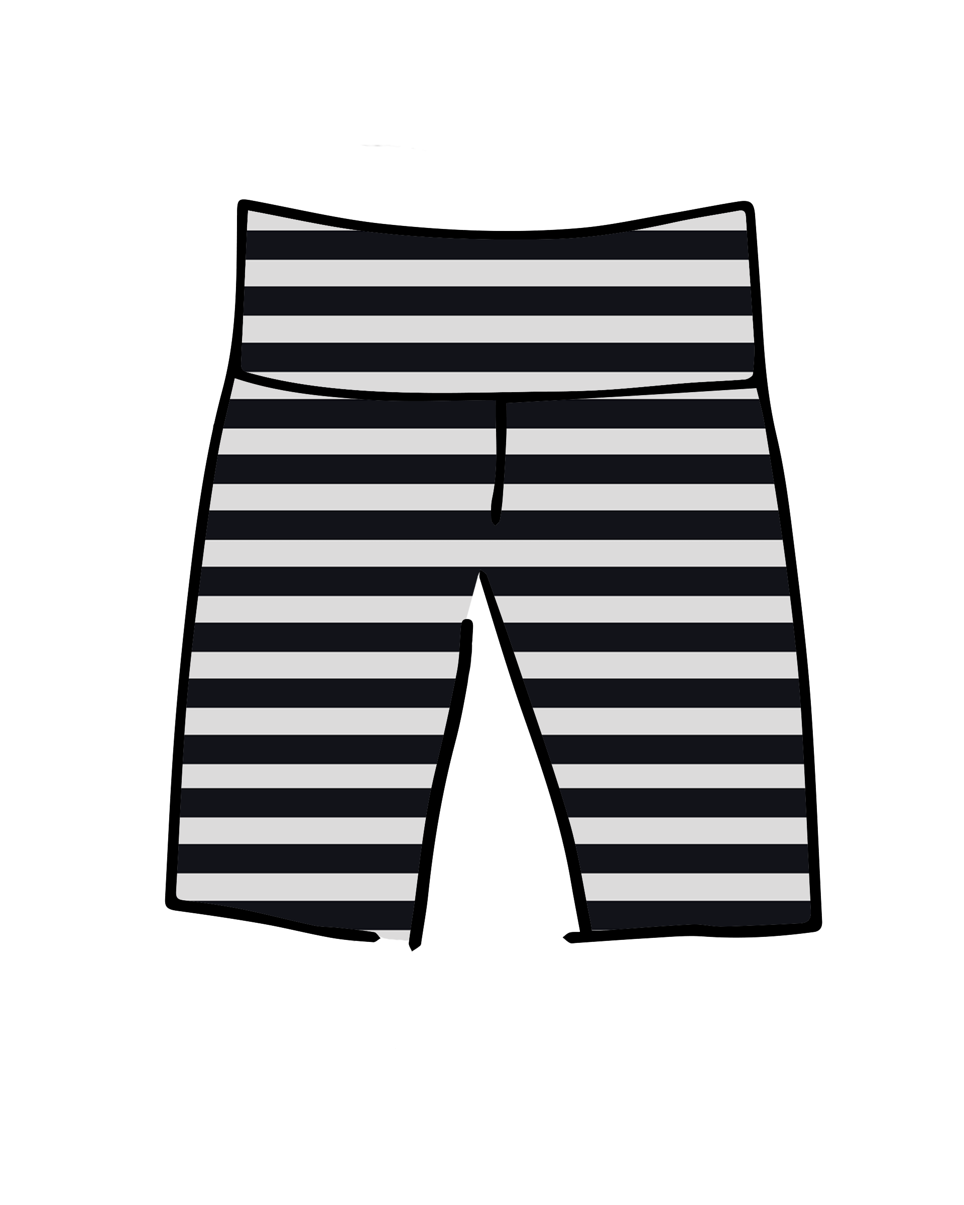 High Rise Bike Shorts Black and White Stripe