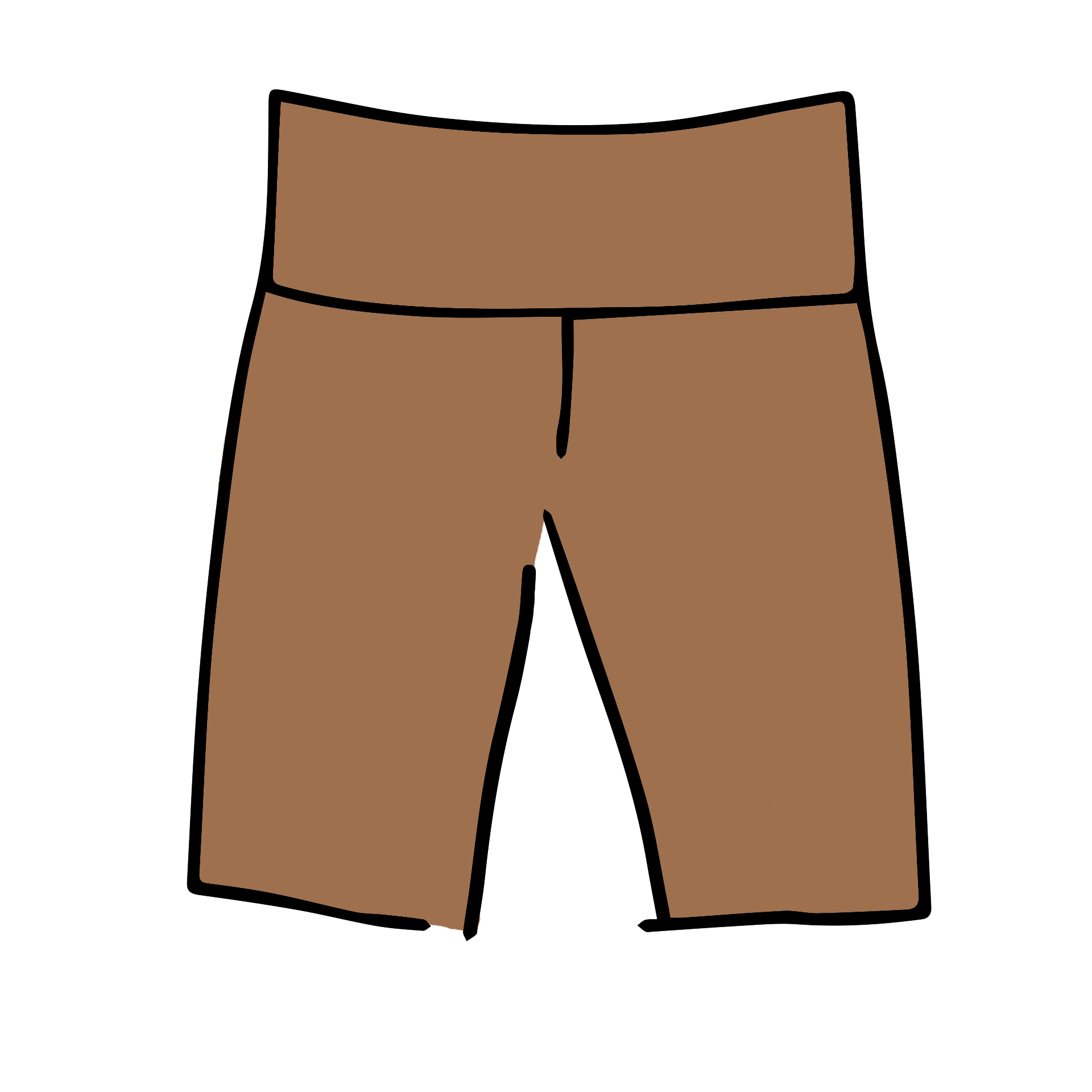 Drawing of Thunderpants Bike Shorts Hazelnut color - a mid-brown/tan.
