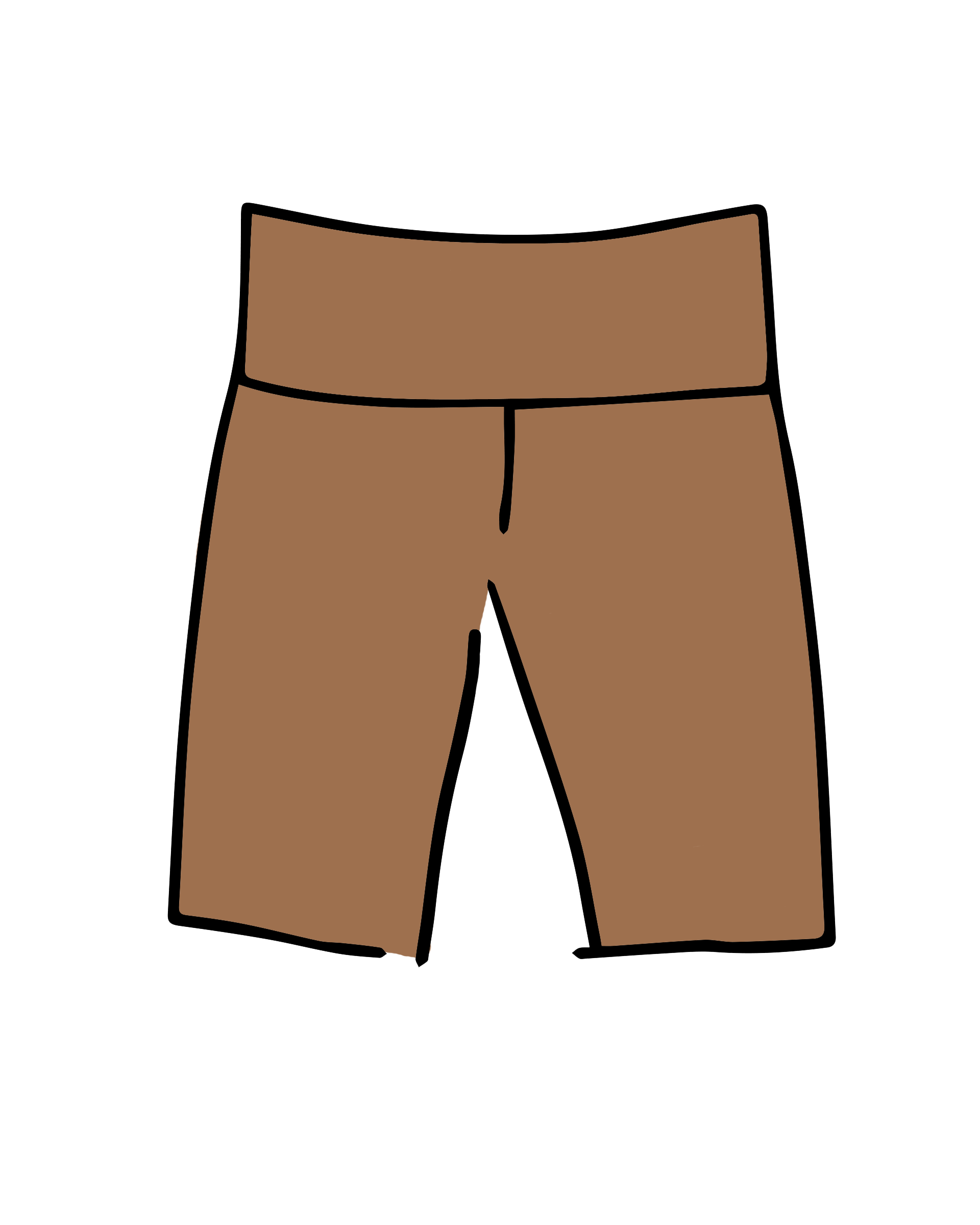 Drawing of Thunderpants Bike Shorts Hazelnut color - a mid-brown/tan.