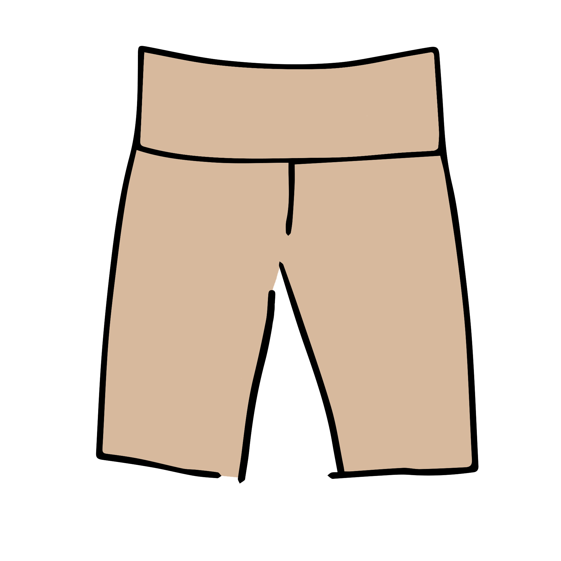 Drawing of Thunderpants Bike Shorts in Pine Nut color - a lighter tan.