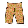 Drawing of Thunderpants Bike Shorts in Secret Garden - tan background with orange and green flowers.
