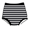 Drawing of Thunderpants Sky Rise style underwear in Black and White Stripe.