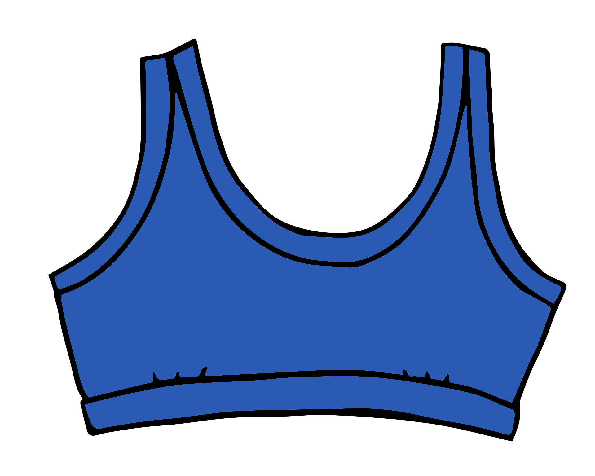 Drawing of Thunderpants Bralette in Blueberry Blue.