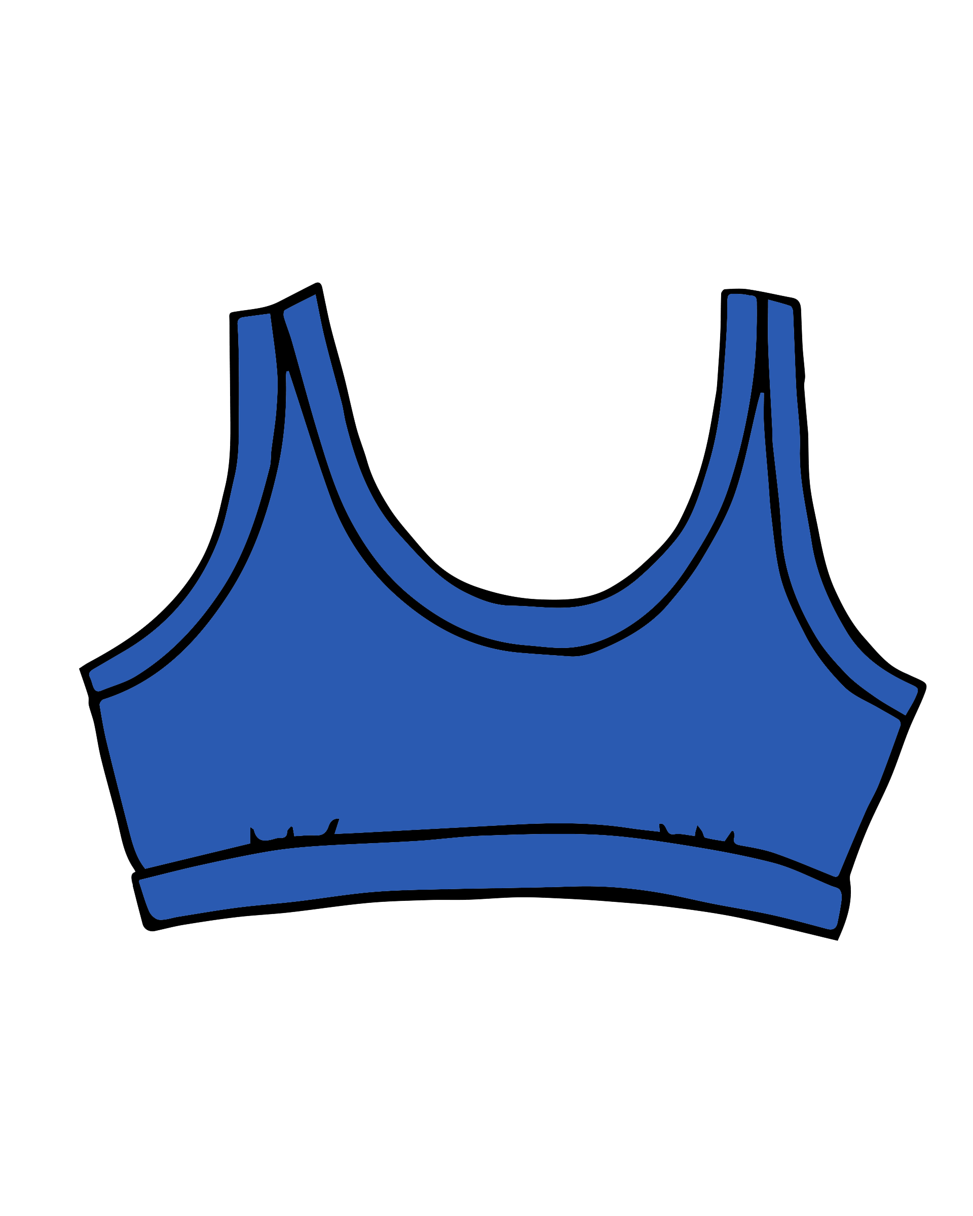 Drawing of Thunderpants Bralette in Blueberry Blue.