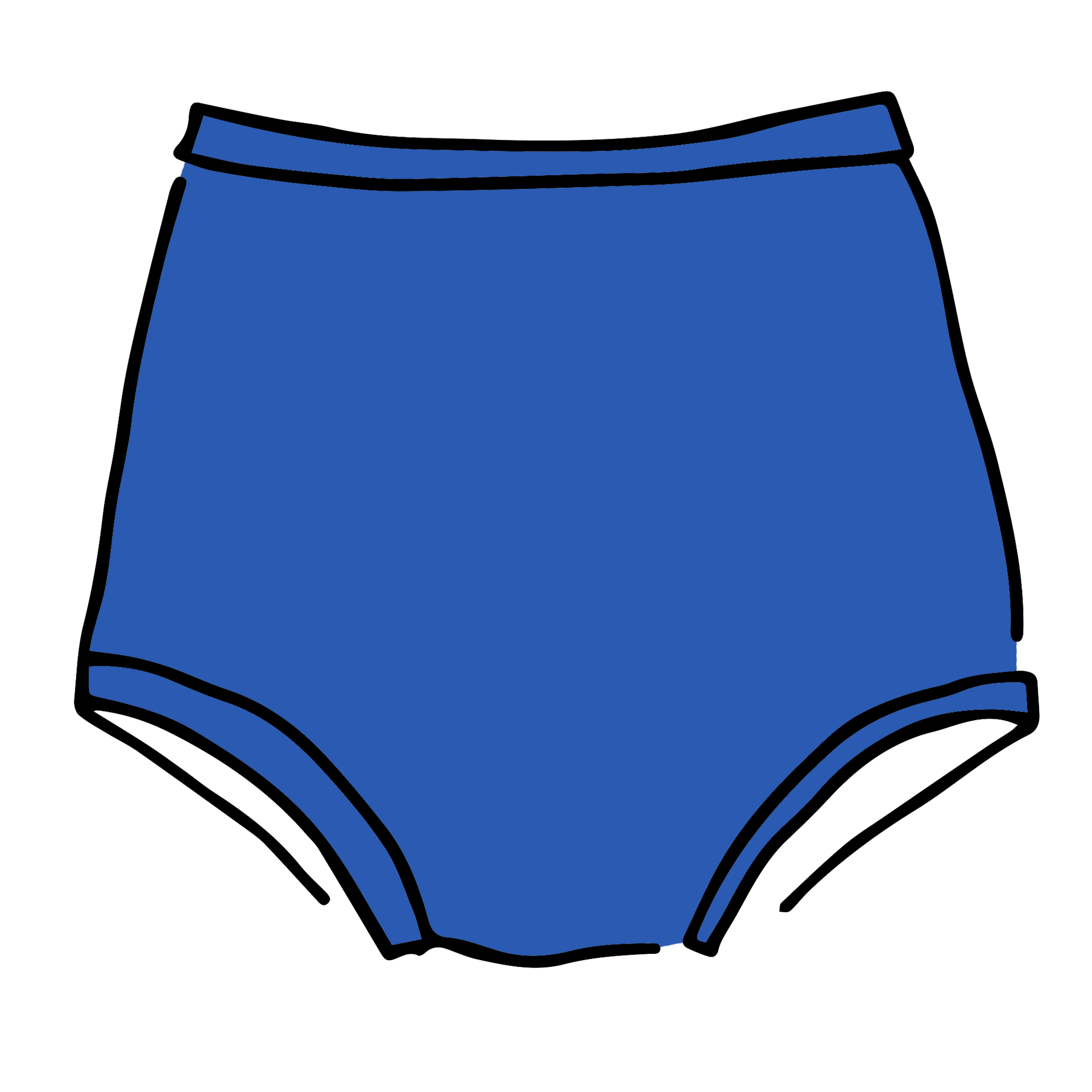 Drawing of Thunderpants Sky Rise style underwear in Blueberry Blue.