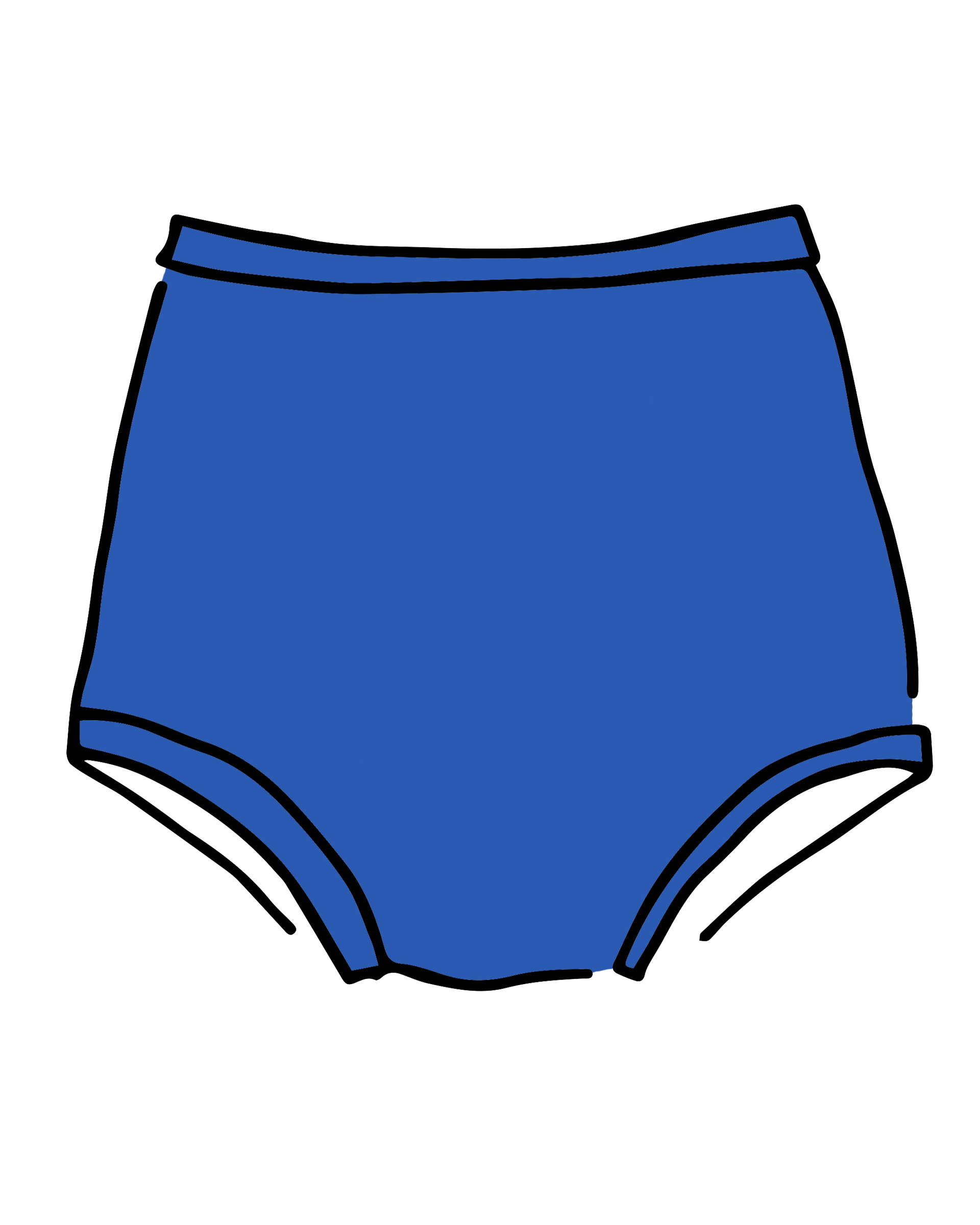 Drawing of Thunderpants Sky Rise style underwear in Blueberry Blue.