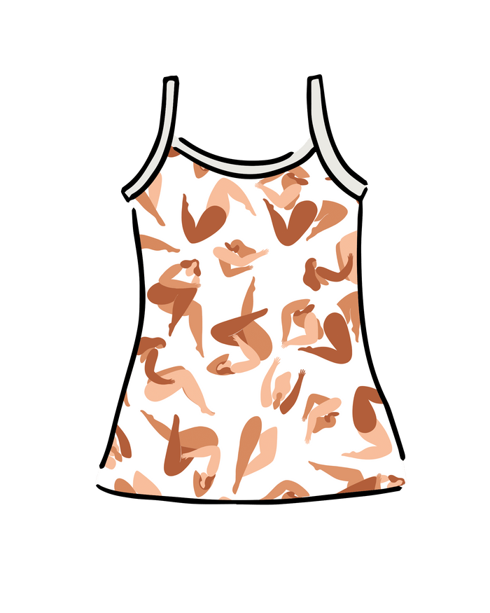 Drawing of Thunderpants Camisole in Bodies in Motion print.