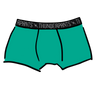 Drawing of Thunderpants Boxer Brief style underwear in Peacock Green.