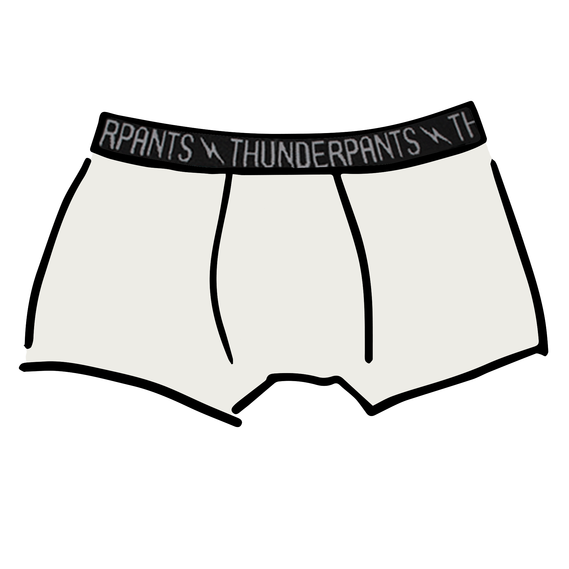 Drawing of Thunderpants Boxer Brief style underwear  in Plain Vanilla.
