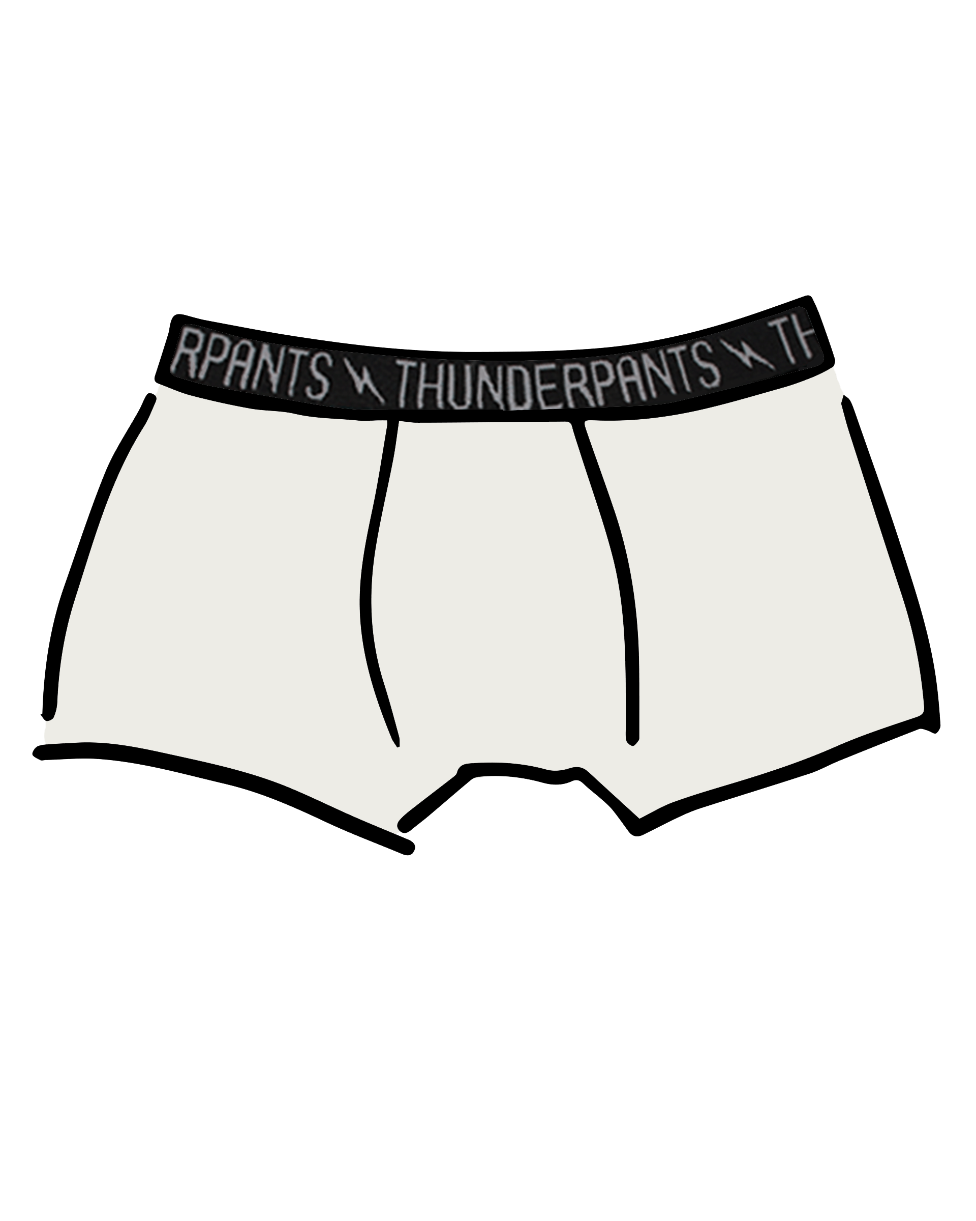 Drawing of Thunderpants Boxer Brief style underwear  in Plain Vanilla.
