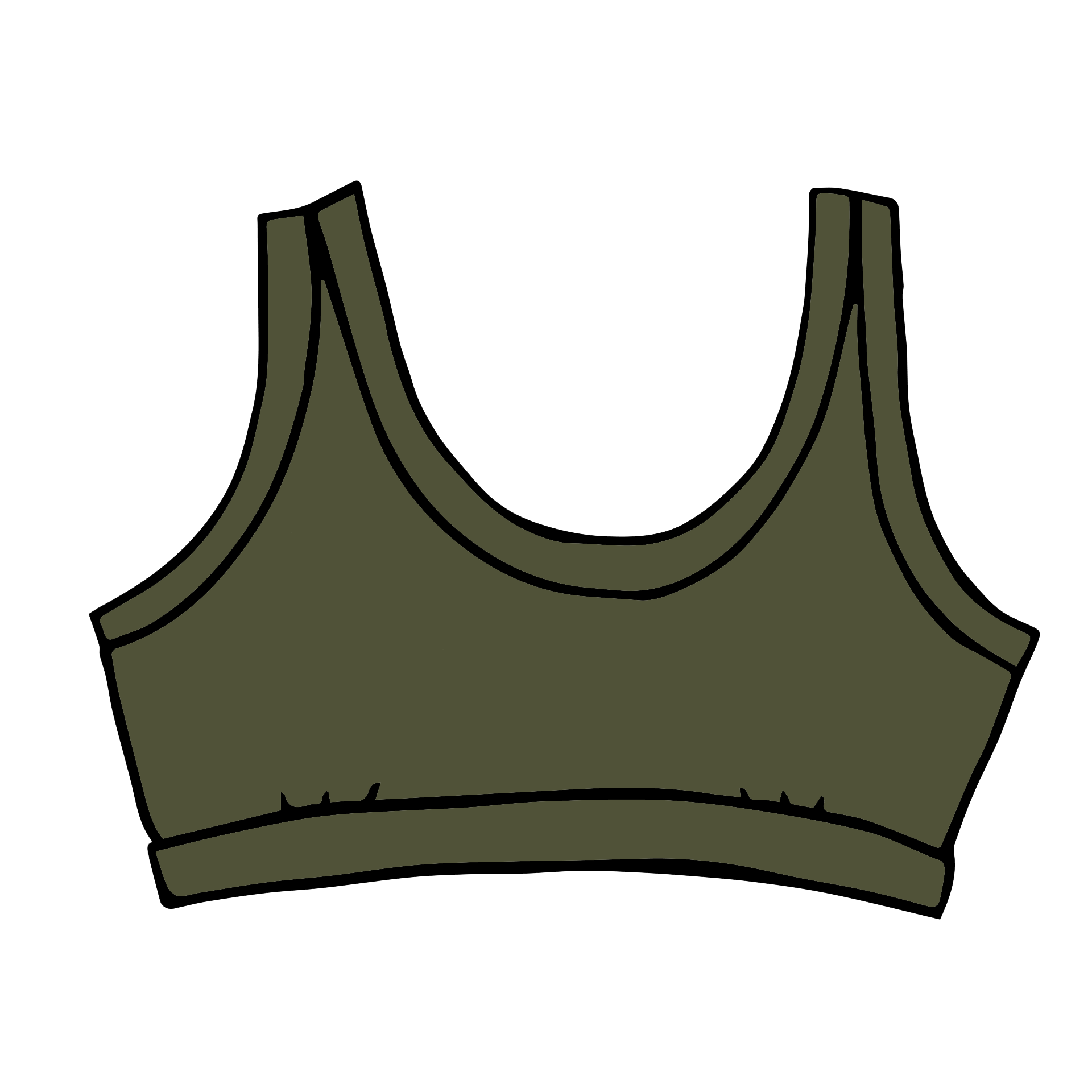 Drawing of Thunderpants Bralette in Pickled Green.