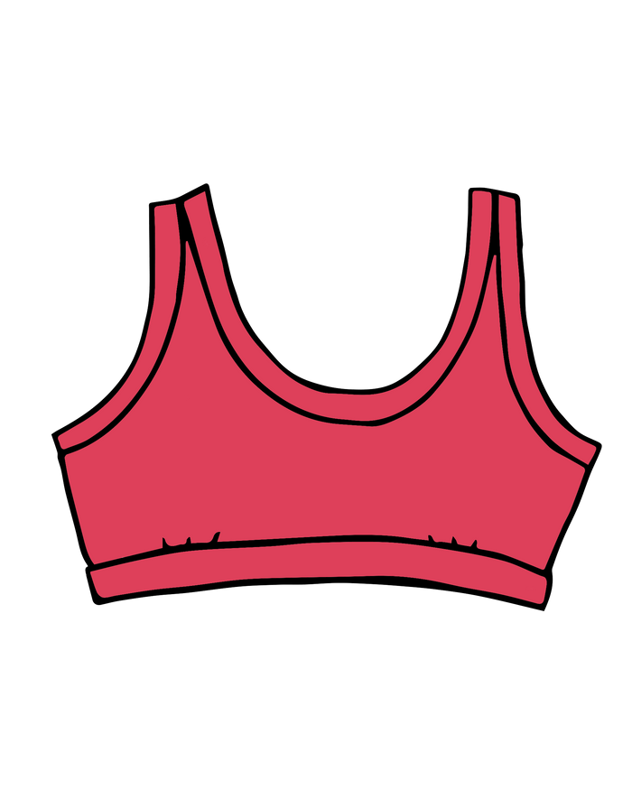 Drawing of Thunderpants Bralette in Pomegranate Punch.