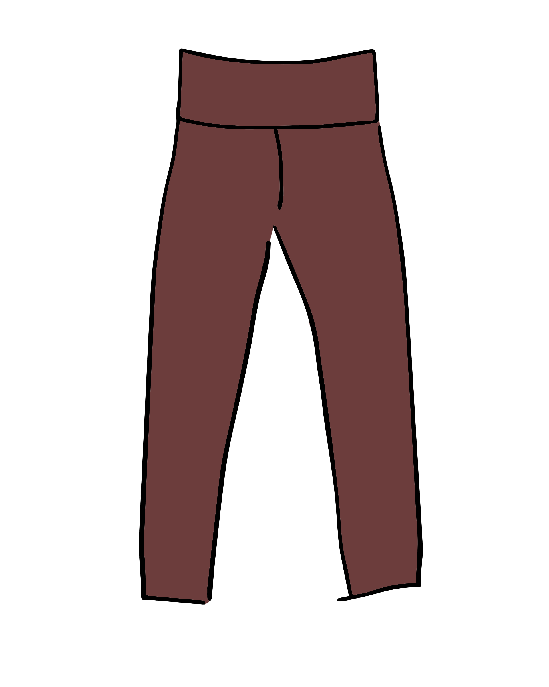 Drawing of Thunderpants Ankle Leggings in Chestnut - a dark brown color.