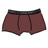 Drawing of Thunderpants Boxer Brief style underwear in Chestnut - dark brown color.
