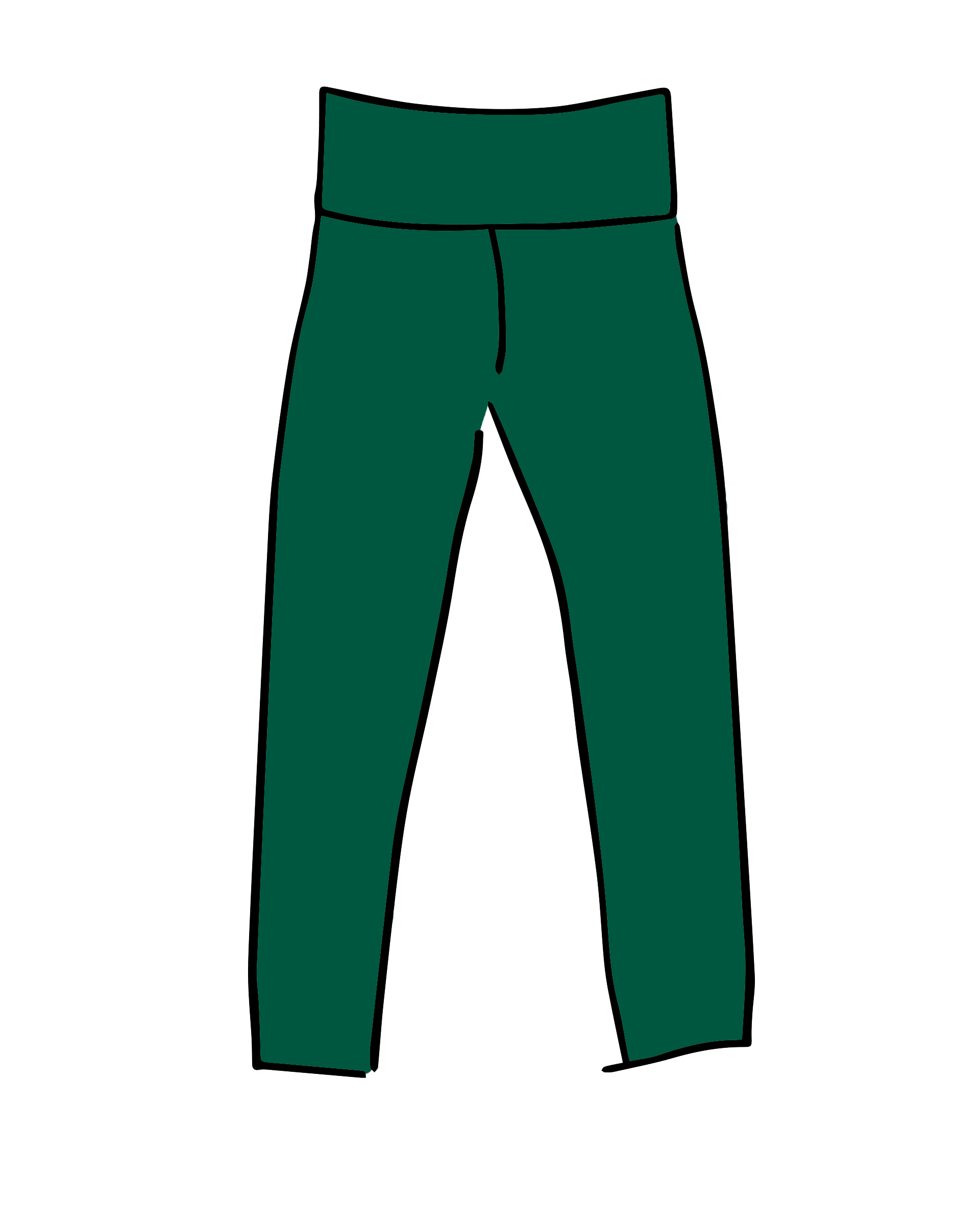 Drawing of Thunderpants Ankle Leggings in Emerald Green.