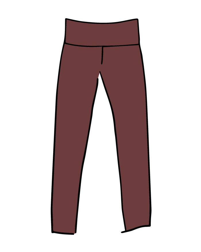 Drawing of Thunderpants Extra Long Leggings in Chestnut - dark brown color.