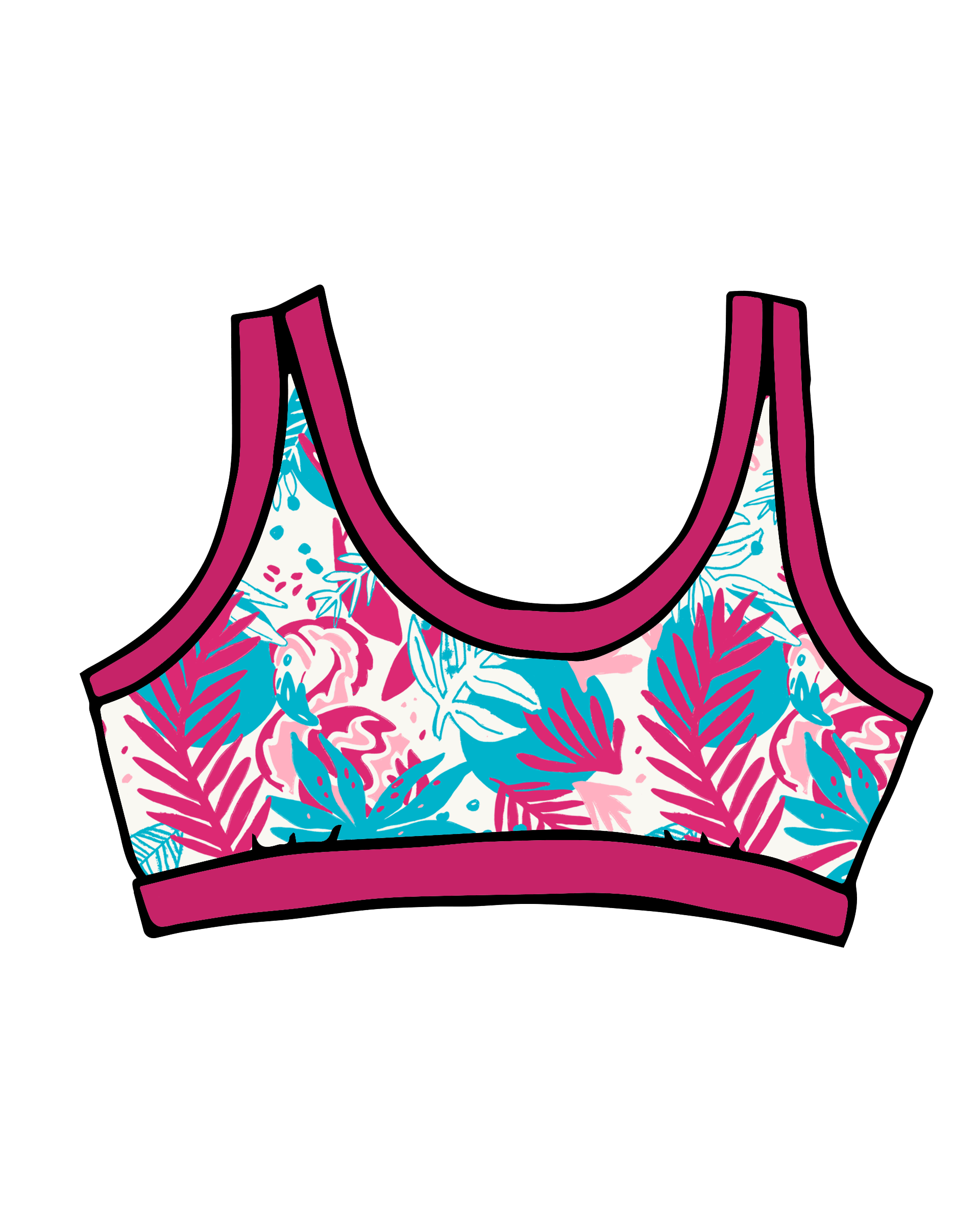 Drawing of Thunderpants Bralette in Finding Flamingo.