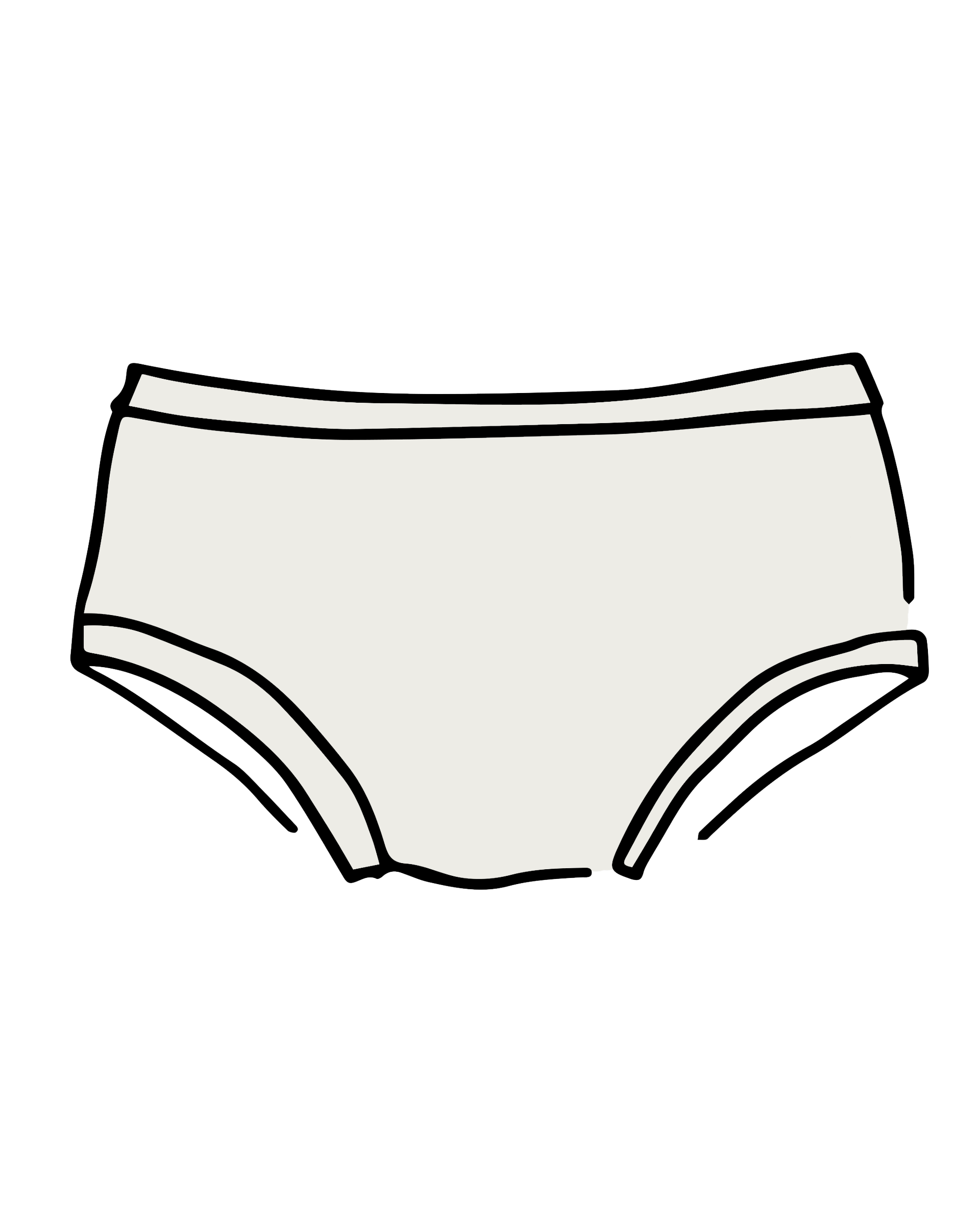 Drawing of Thunderpants Hipster style underwear in Plain Vanilla.
