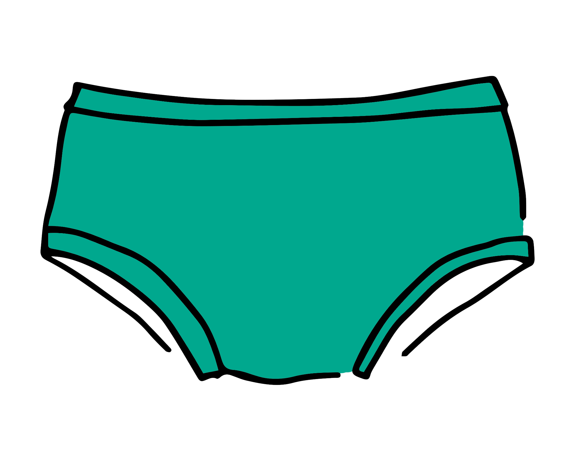 Drawing of Thunderpants Hipster style underwear in Peacock Green.