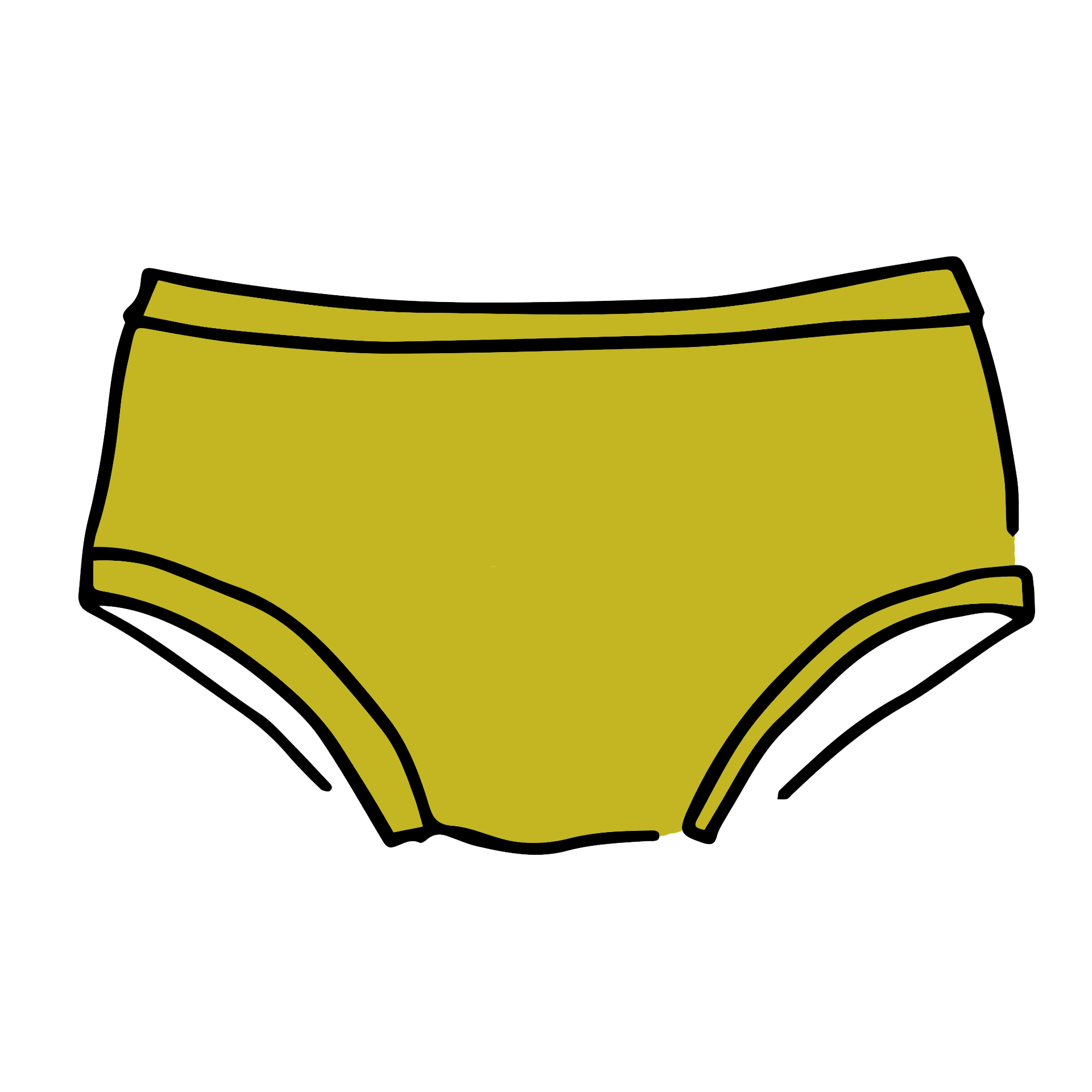 Drawing of Thunderpants Hipster style underwear in Star Fruit color - a chartreuse yellow.
