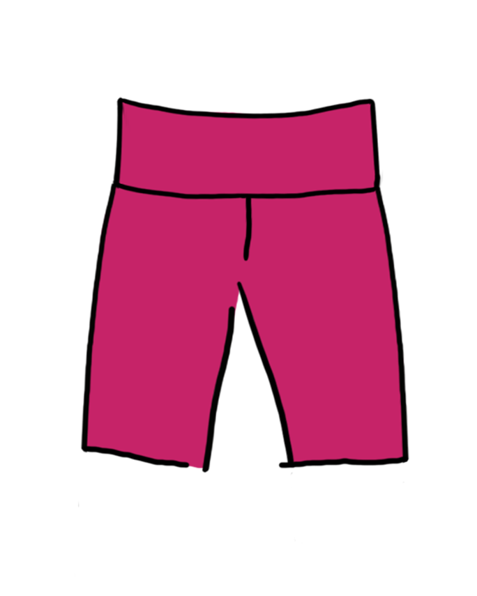 Drawing of Thunderpants Bike Shorts in a hot pink color.