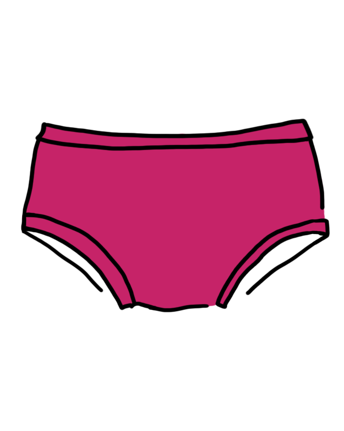 Drawing of Thunderpants Hipster style underwear in a hot pink color.