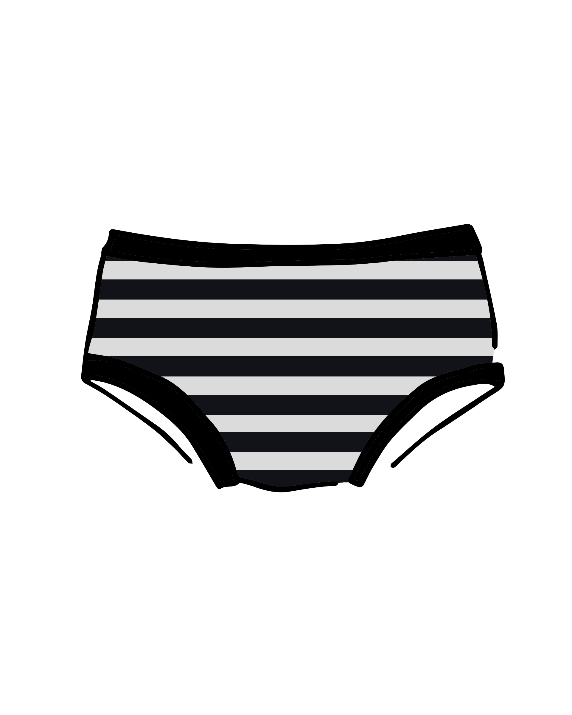 Drawing of Thunderpants Kid's underwear in Black and White Stripe.
