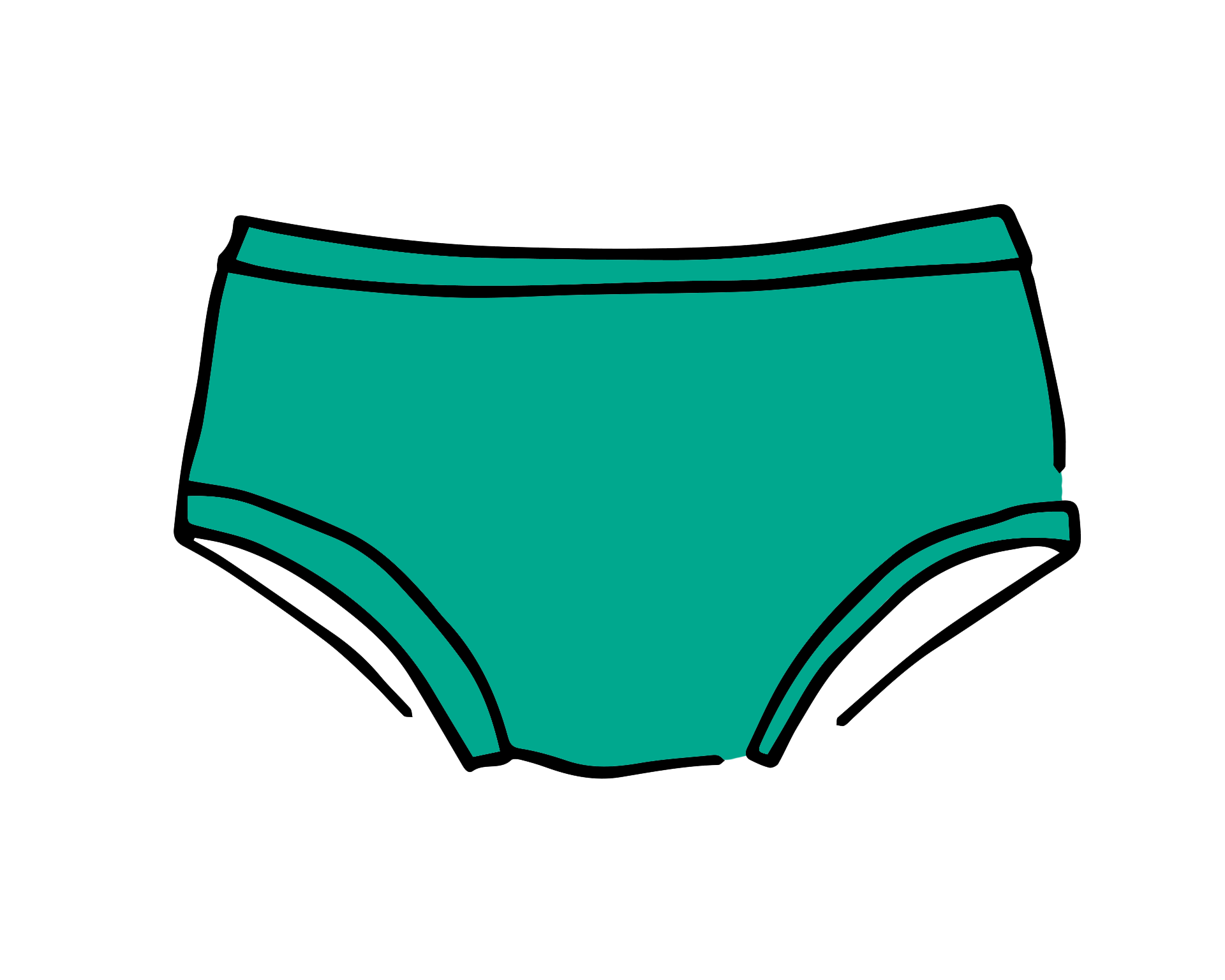 Drawing of Thunderpants Kid's style underwear in Peacock Green.