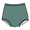 Drawing of Swimwear Sky Rise Bottoms in Lichen Green.