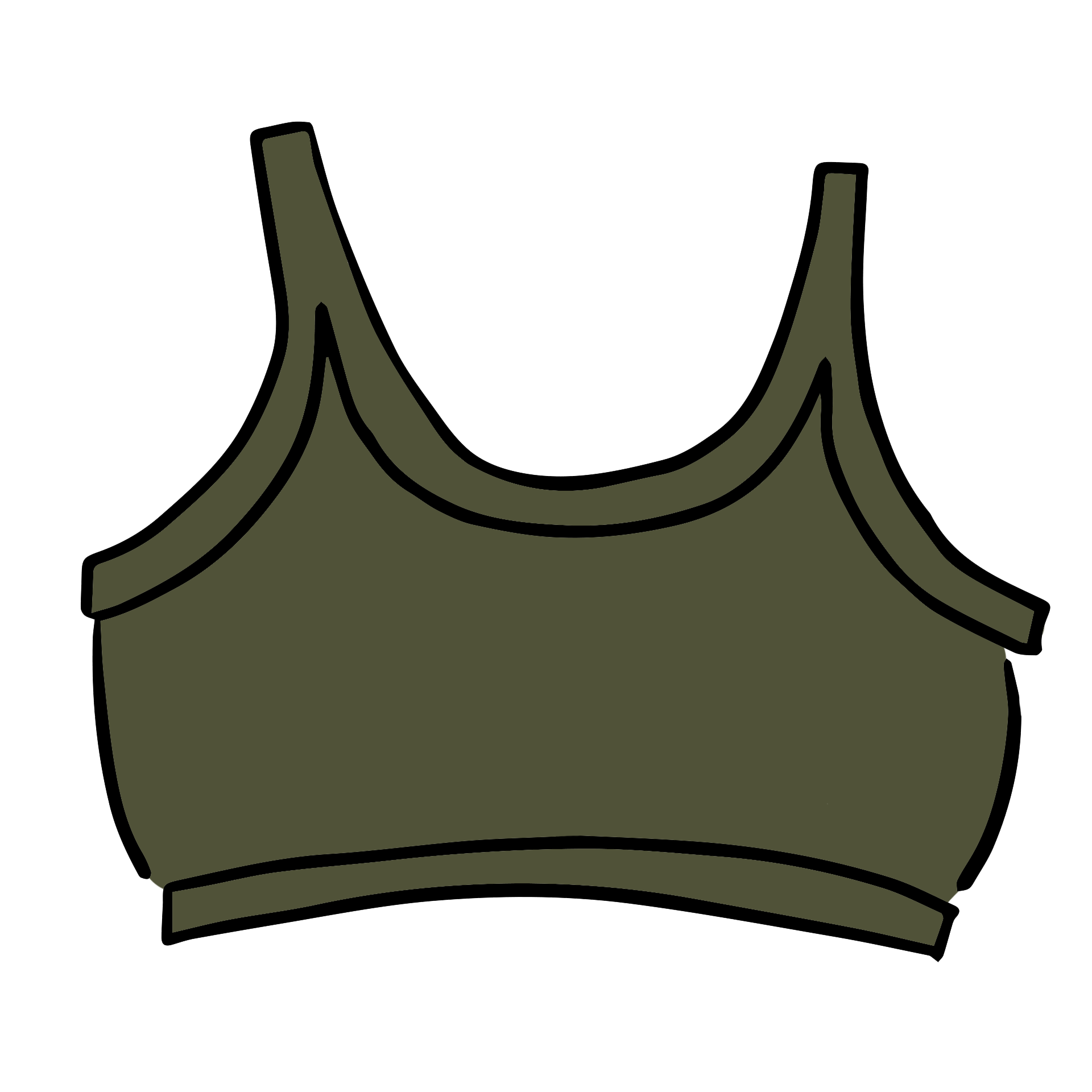 Drawing of Thunderpants Longline Bra in Pickled Green.