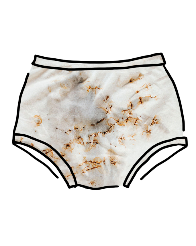 Drawing of Thunderpants Original style underwear in Mineral Rust Dye.