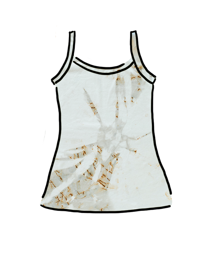 Drawing of Thunderpants Camisole in Mineral Rust Hand Dye.