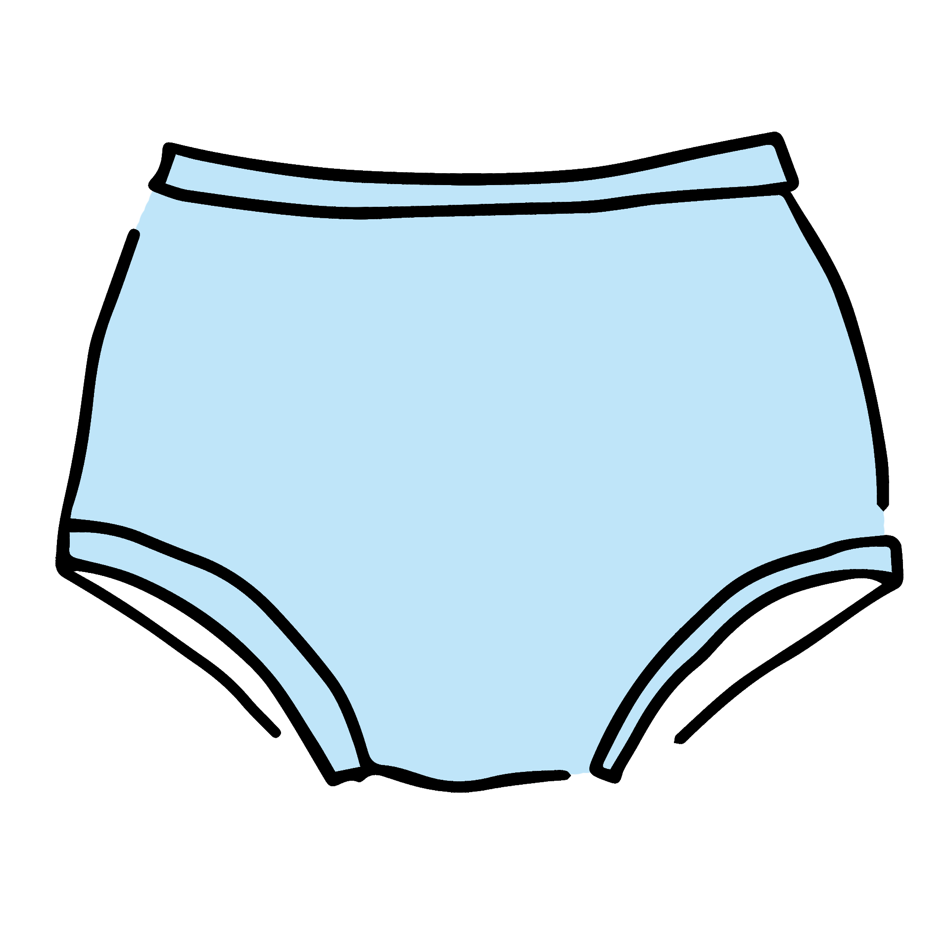 Drawing of Thunderpants Original style underwear in Morning Mist.
