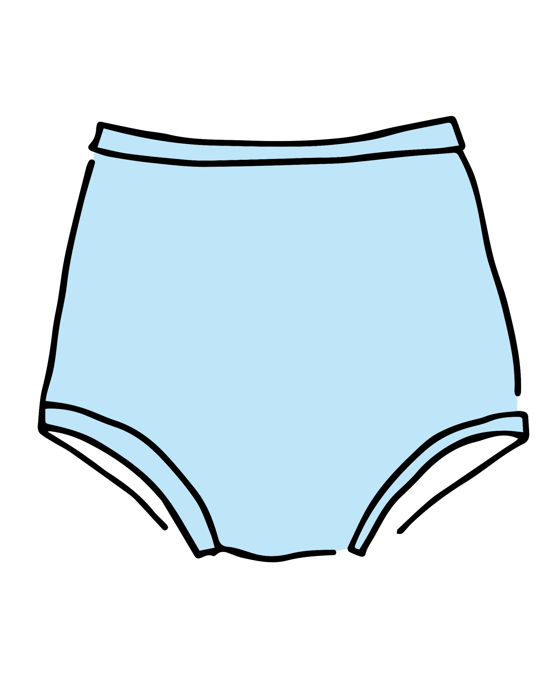 Drawing of Thunderpants Sky Rise style underwear in Morning Mist - a light blue.