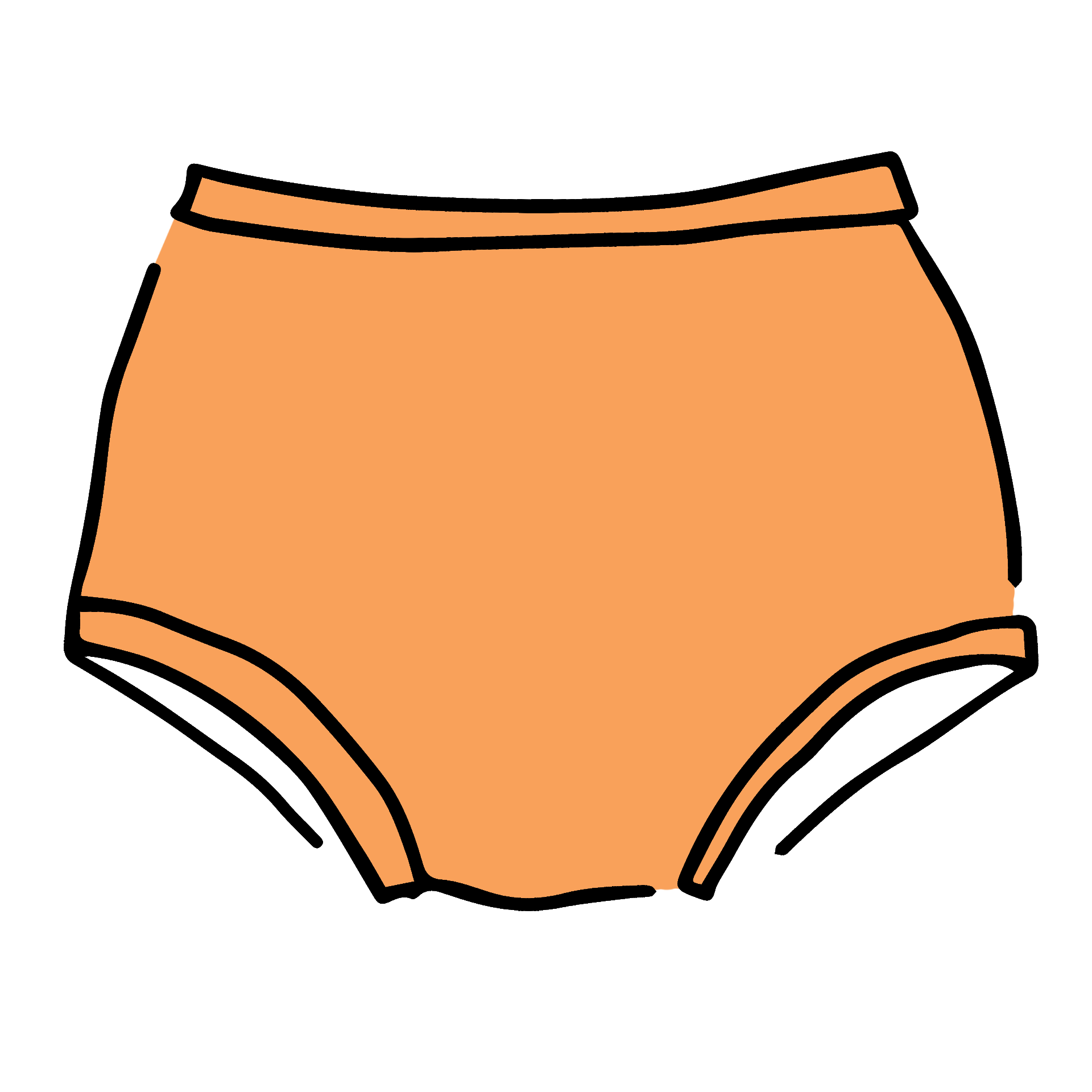 Drawing of Thunderpants Original style underwear in Orange Sherbet.