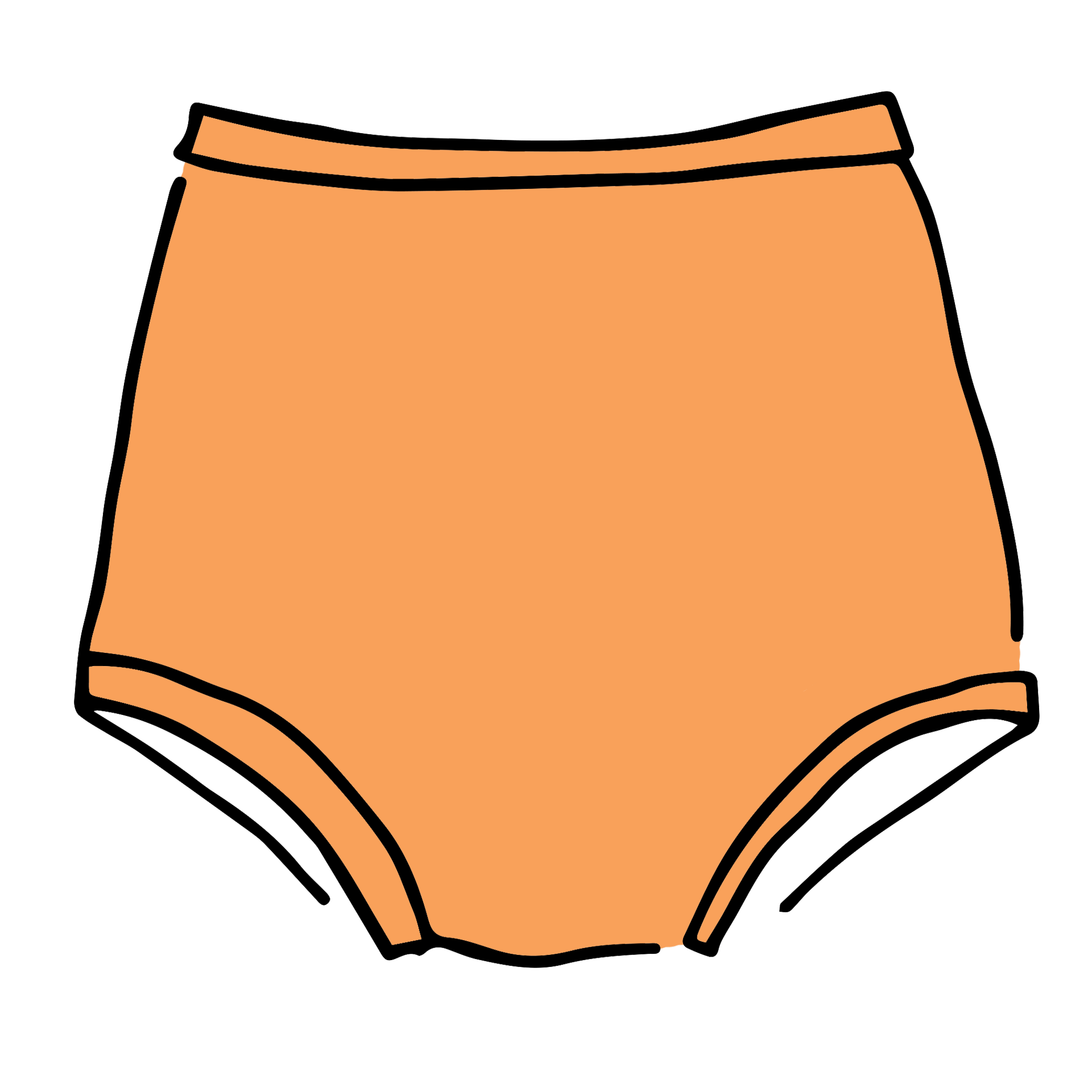 Drawing of Thunderpants Sky Rise style underwear in Orange Sherbet.