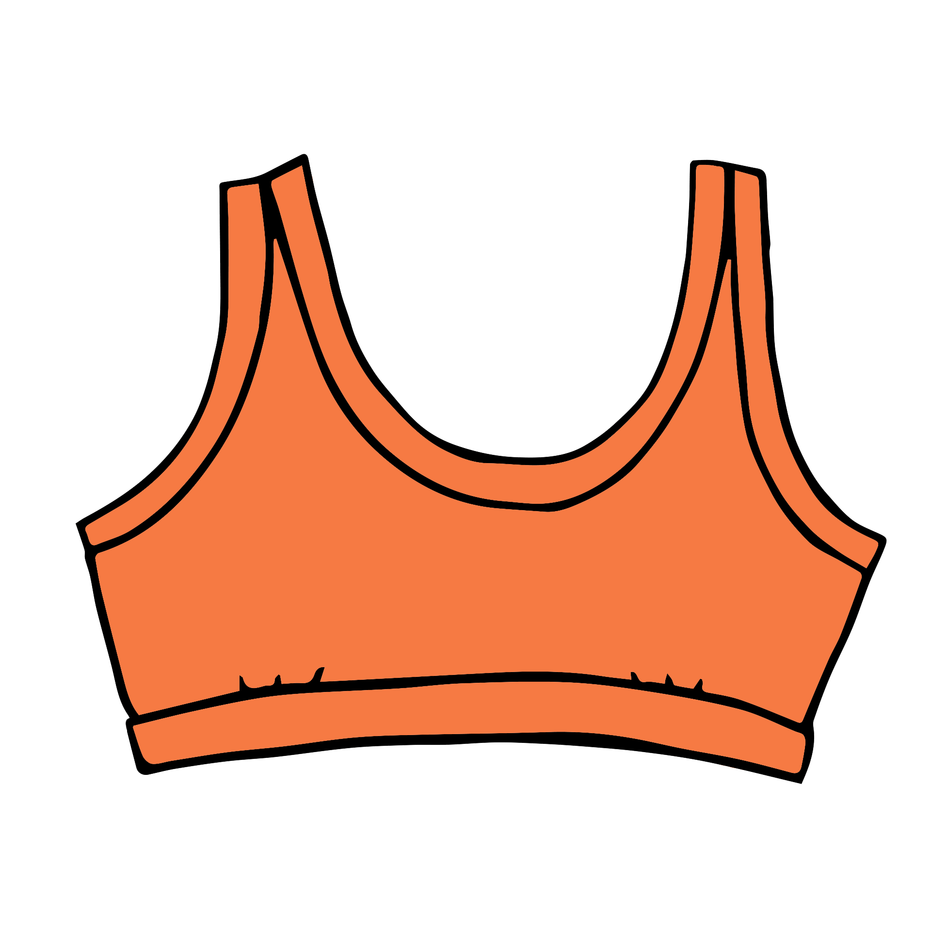 Drawing of Thunderpants Bralette in Oregon Sunstone.
