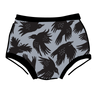 Drawing of Thunderpants Original style underwear in So it Crows - black crows on grey.