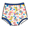 Drawing of Thunderpants Sky Rise style underwear in Boot Scootin' - fun boots in pink, yellow, and blue.