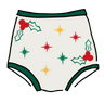 Drawing of Thunderpants Sky Rise style underwear in Holly Holiday print.