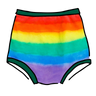 Drawing of Thunderpants Sky Rise style underwear in rainbow dye with emerald green binding.