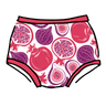 Drawing of Thunderpants Original style underwear in Two Fruits print.