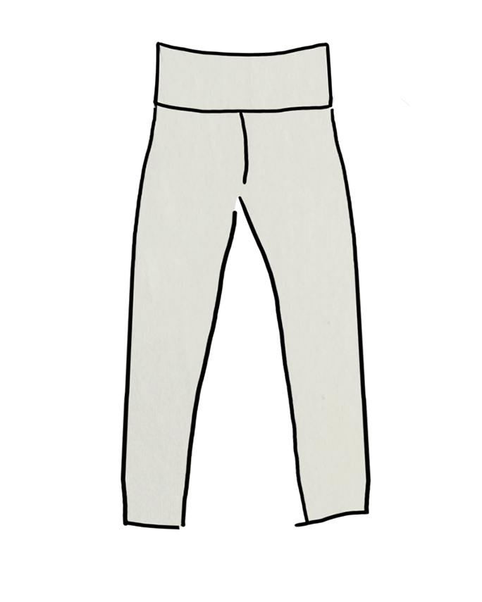 Drawing of Thunderpants Organic Cotton Leggings in off-white Vanilla color.