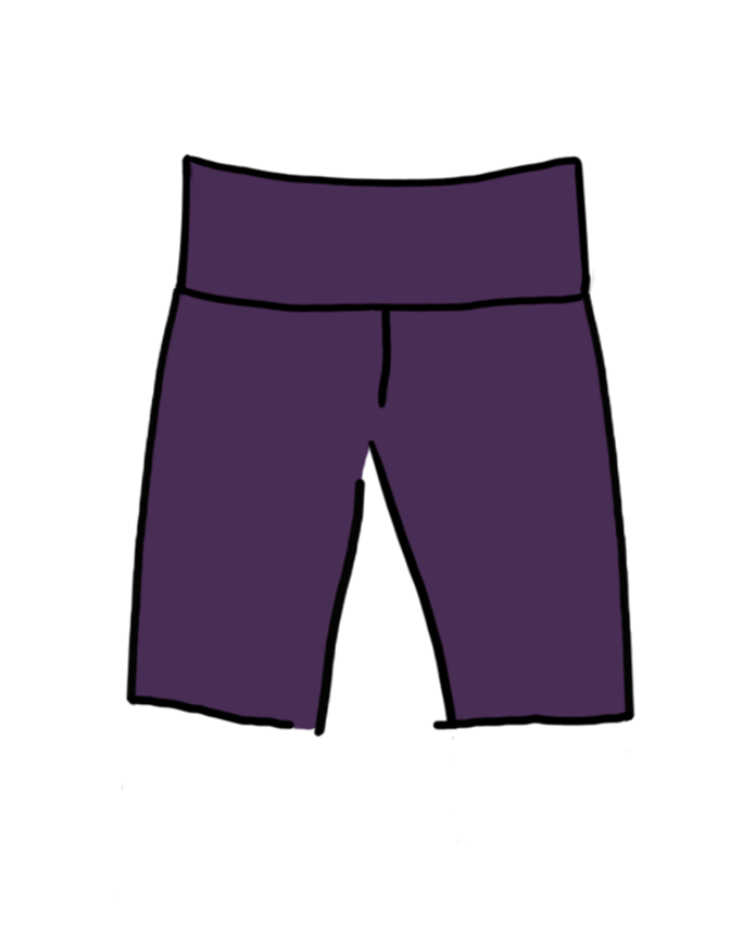Drawing of purple Deep Amethyst Bike Shorts.