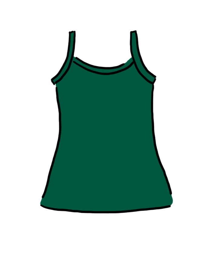 Drawing of Thunderpants Camisole in Emerald Green.