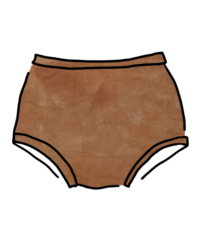 Drawing of Thunderpants Organic Cotton Original style underwear in a hand dyed Espresso color.