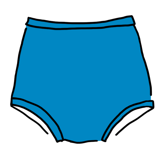 Drawing of Marina Blue Swimwear in Sky Rise style.
